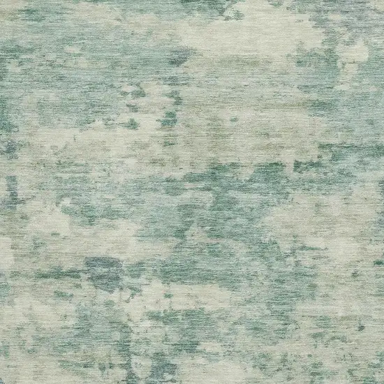 Teal And Linen Abstract Washable Area Rug With UV Protection Photo 3