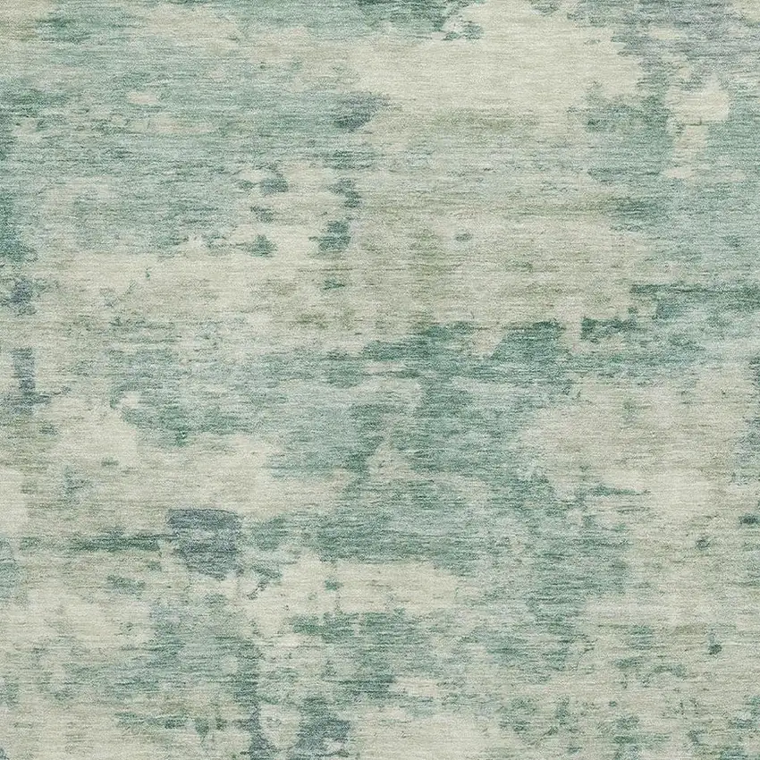 Teal And Linen Abstract Washable Area Rug With UV Protection Photo 3
