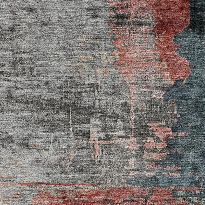 Teal And Mauve Abstract Washable Area Rug With UV Protection Photo 3