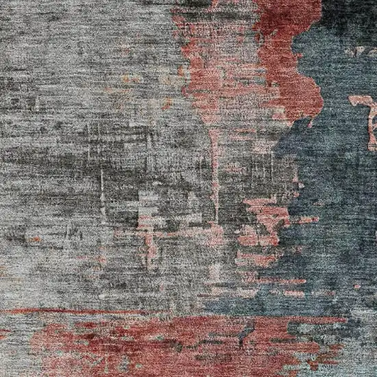 Teal And Mauve Abstract Washable Area Rug With UV Protection Photo 3