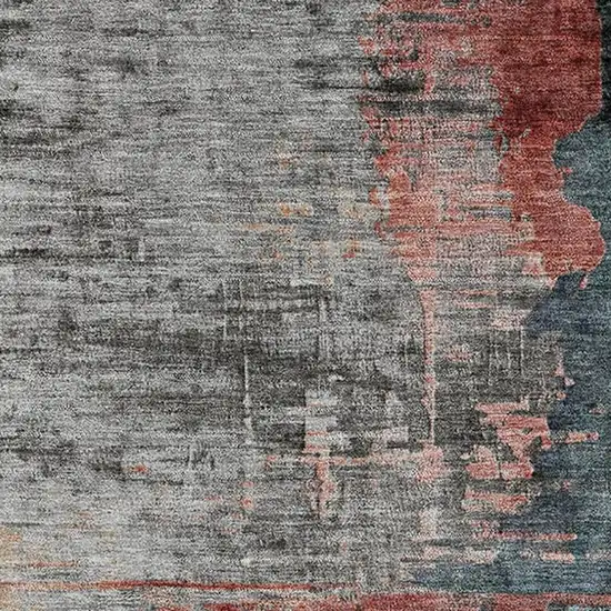 Teal And Mauve Abstract Washable Area Rug With UV Protection Photo 3