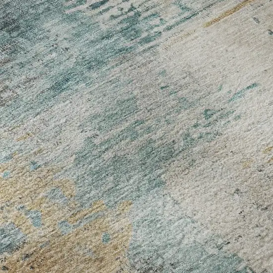 Teal And Mauve Abstract Washable Area Rug With UV Protection Photo 8