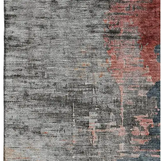 Teal And Mauve Abstract Washable Area Rug With UV Protection Photo 3