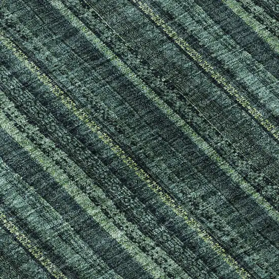 Teal And Mint Green Striped Washable Area Rug With UV Protection Photo 8