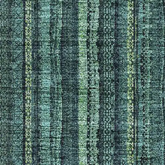Teal And Mint Green Striped Washable Area Rug With UV Protection Photo 2