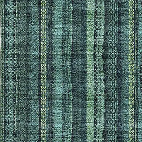 Teal And Mint Green Striped Washable Area Rug With UV Protection Photo 2