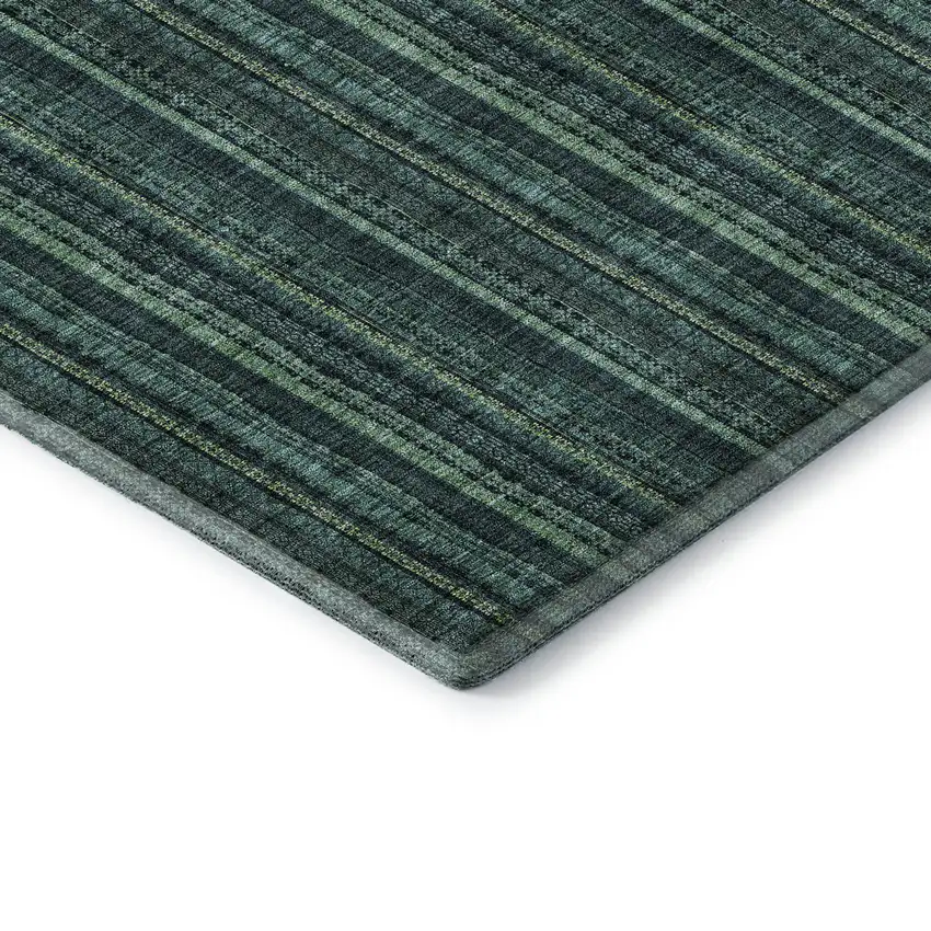 Teal And Mint Green Striped Washable Area Rug With UV Protection Photo 6