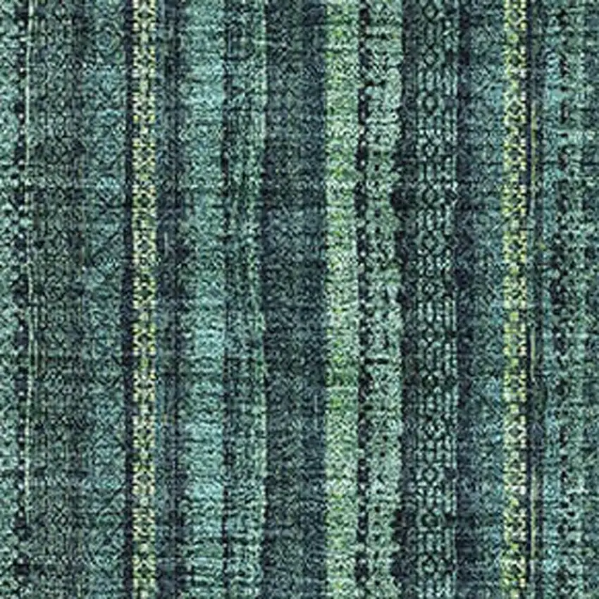 Teal And Mint Green Striped Washable Area Rug With UV Protection Photo 2
