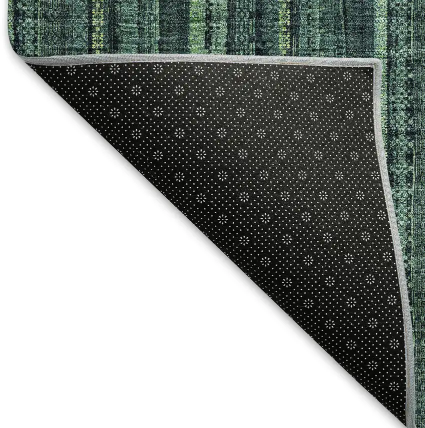 Teal And Mint Green Striped Washable Area Rug With UV Protection Photo 5