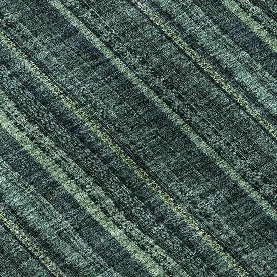 Teal And Mint Green Striped Washable Area Rug With UV Protection Photo 8