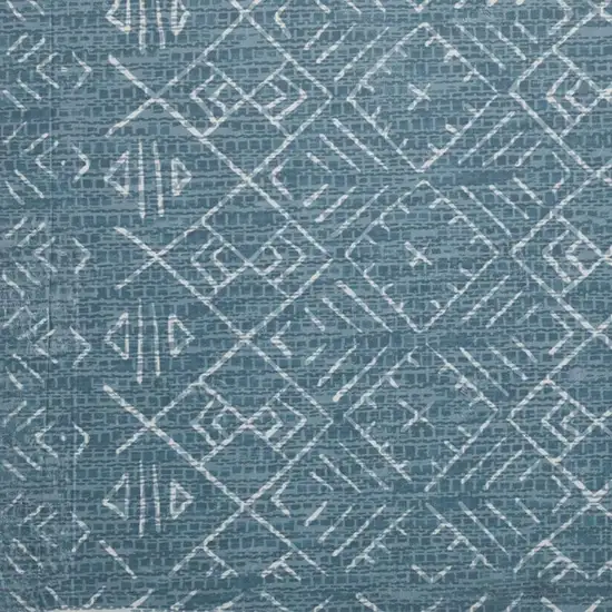 Teal And Off White Abstract Geometric Distressed Washable Area Rug Photo 3