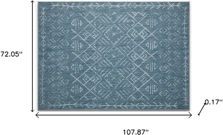 Teal And Off White Abstract Geometric Distressed Washable Area Rug Photo 8