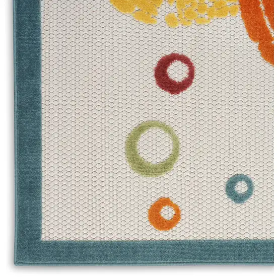 Teal And Orange Sea Turtle Indoor Outdoor Area Rug Photo 6