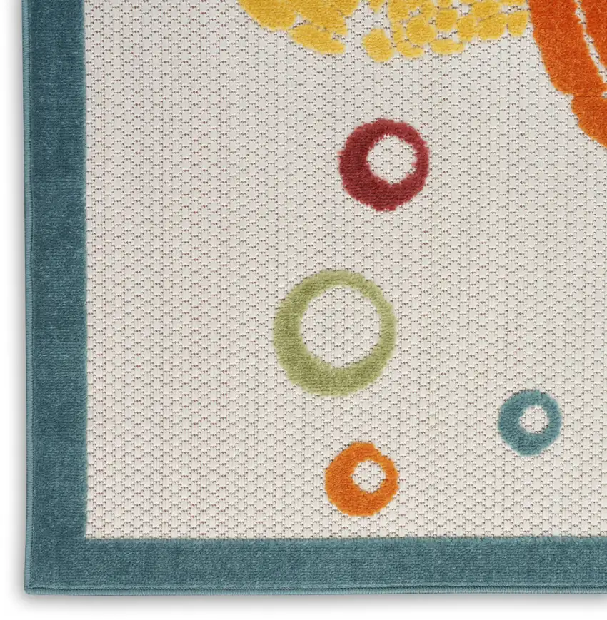 Teal And Orange Sea Turtle Indoor Outdoor Area Rug Photo 6