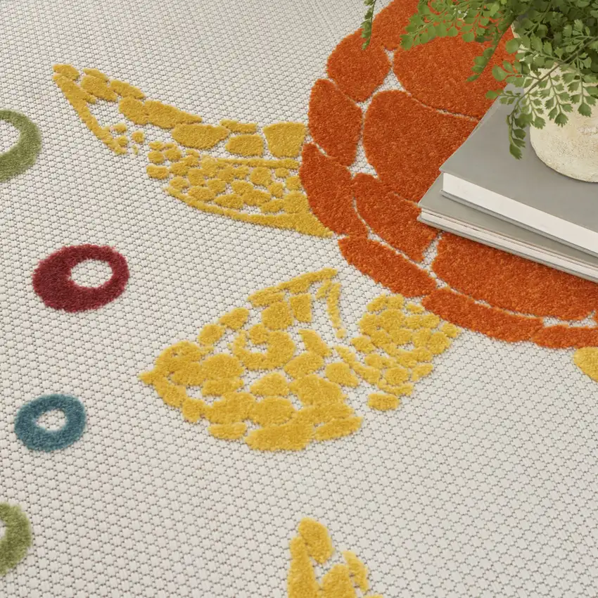 Teal And Orange Sea Turtle Indoor Outdoor Area Rug Photo 9