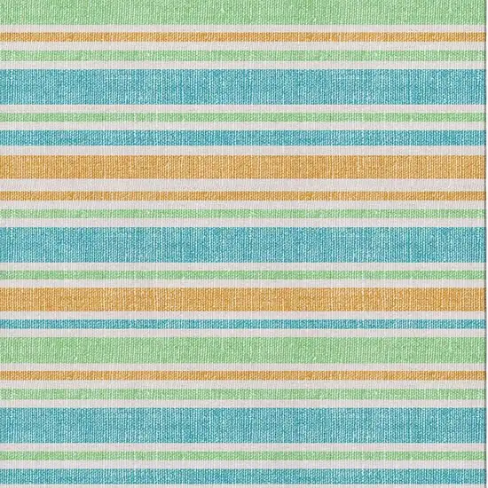 Teal And Orange Striped Washable Area Rug With UV Protection Photo 2