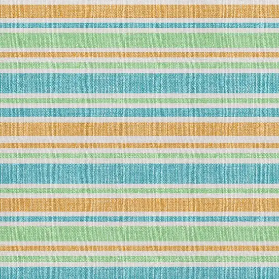 Teal And Orange Striped Washable Area Rug With UV Protection Photo 2
