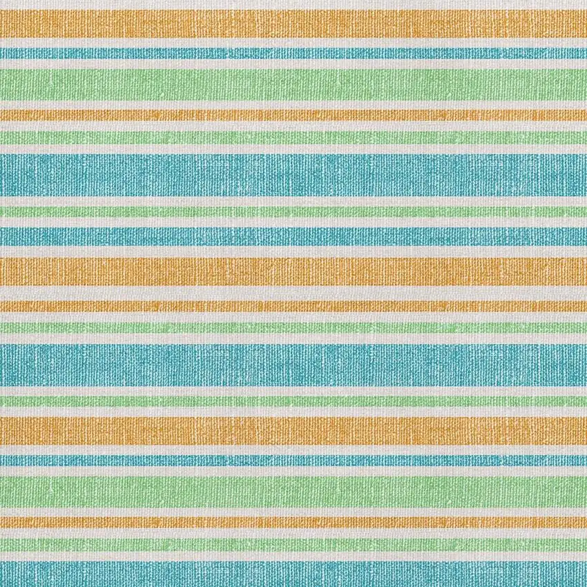 Teal And Orange Striped Washable Area Rug With UV Protection Photo 2