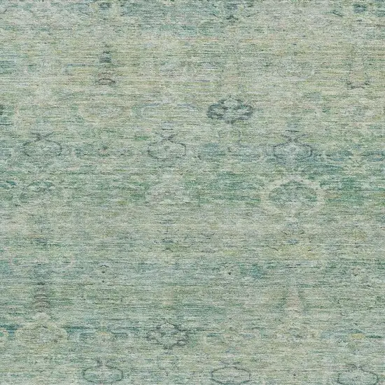 Teal And Pale Aqua Abstract Washable Area Rug With UV Protection Photo 3