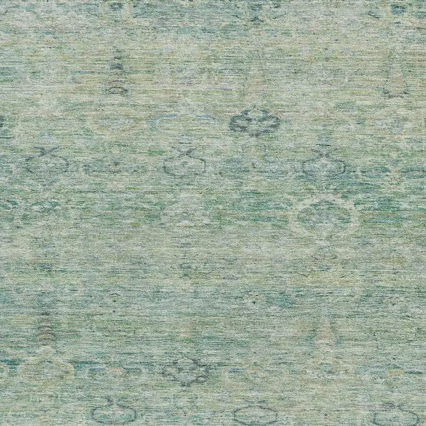 Teal And Pale Aqua Abstract Washable Area Rug With UV Protection Photo 3