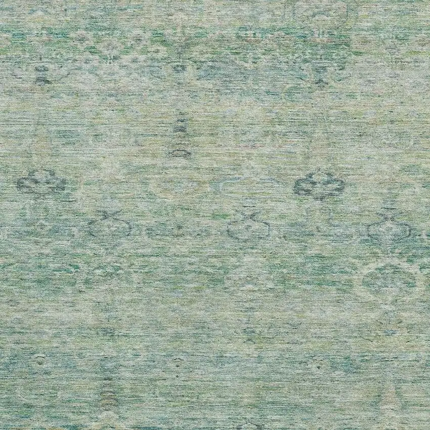 Teal And Pale Aqua Abstract Washable Area Rug With UV Protection Photo 3