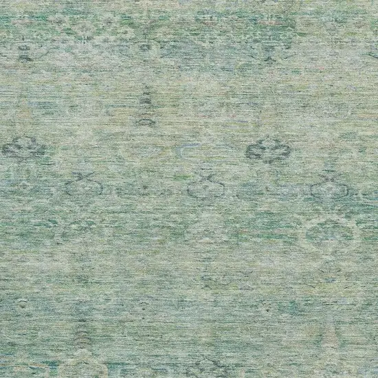 Teal And Pale Aqua Abstract Washable Area Rug With UV Protection Photo 3