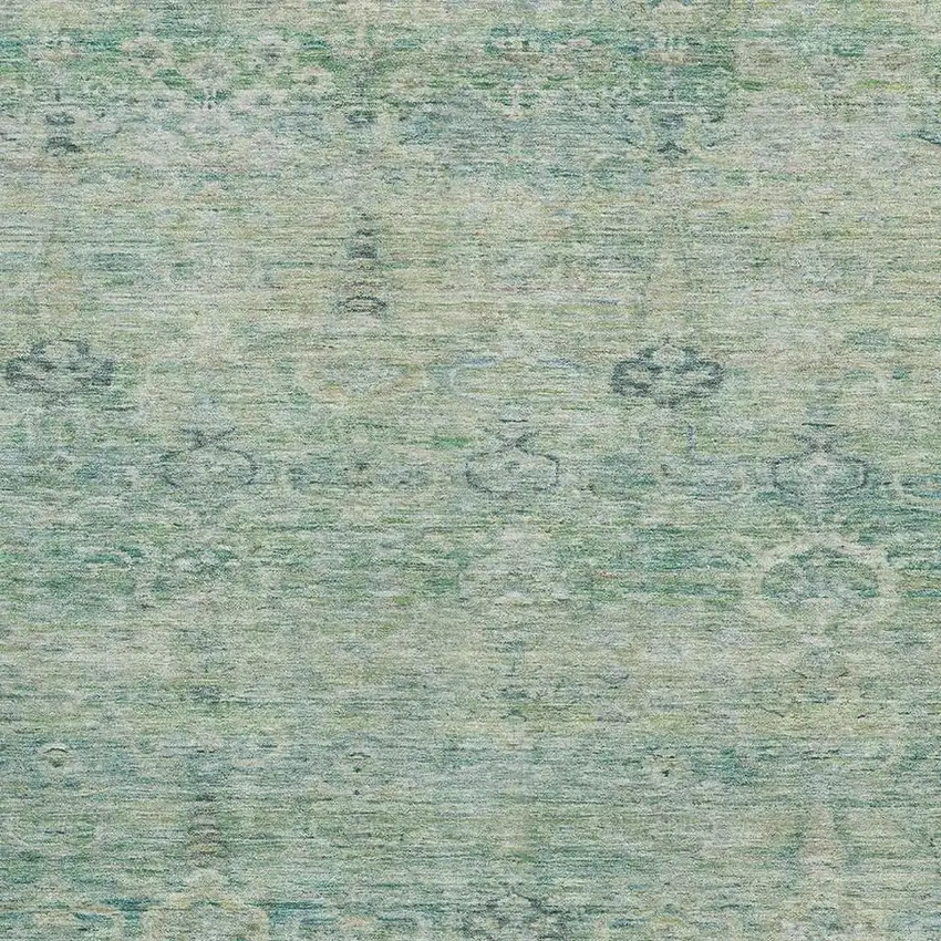 Teal And Pale Aqua Abstract Washable Area Rug With UV Protection Photo 3