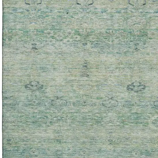 Teal And Pale Aqua Abstract Washable Area Rug With UV Protection Photo 3