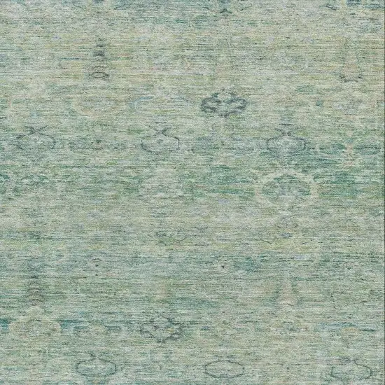 Teal And Pale Aqua Abstract Washable Area Rug With UV Protection Photo 3