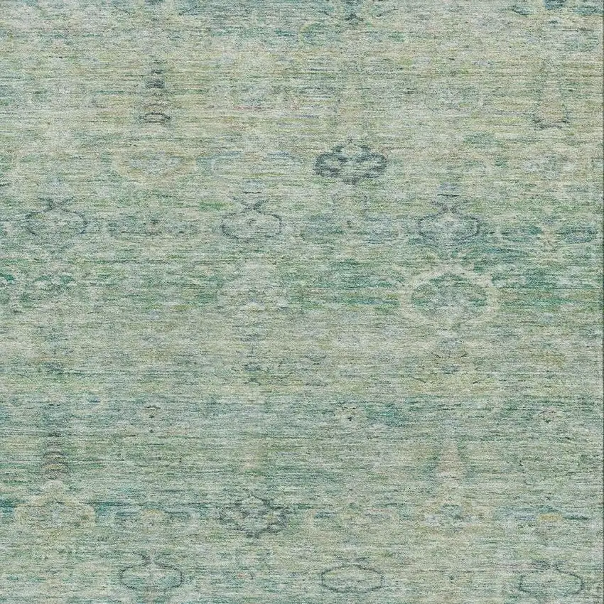 Teal And Pale Aqua Abstract Washable Area Rug With UV Protection Photo 3