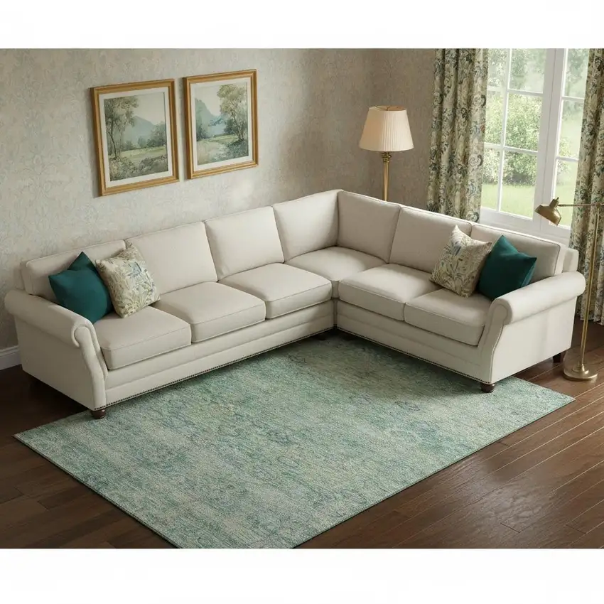 Teal And Pale Aqua Abstract Washable Area Rug With UV Protection Photo 2