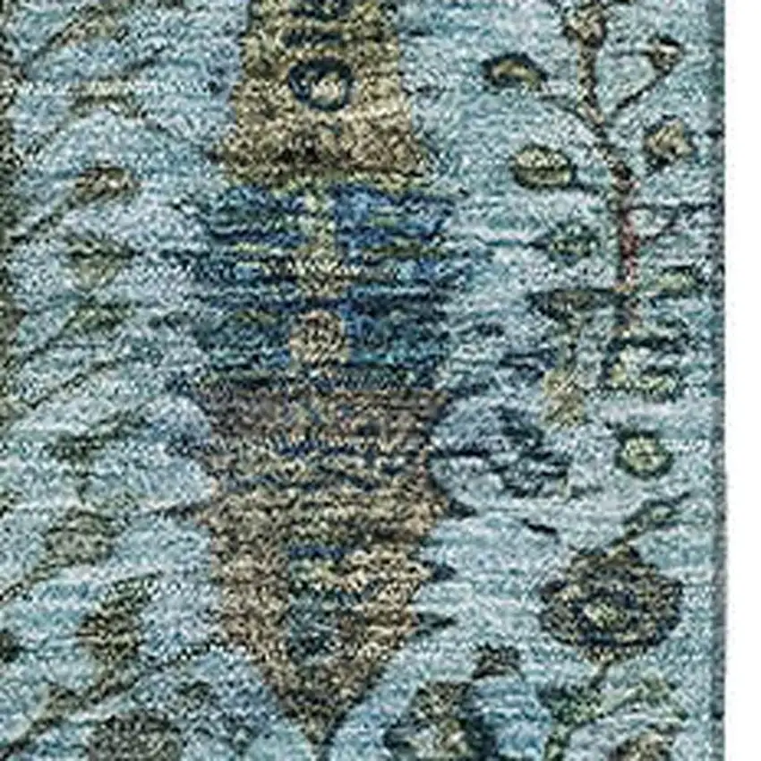 Teal And Pale Aqua Floral Vines Washable Area Rug With UV Protection Photo 7