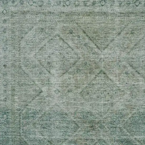 Teal And Pale Aqua Geometric Washable Area Rug With UV Protection Photo 3