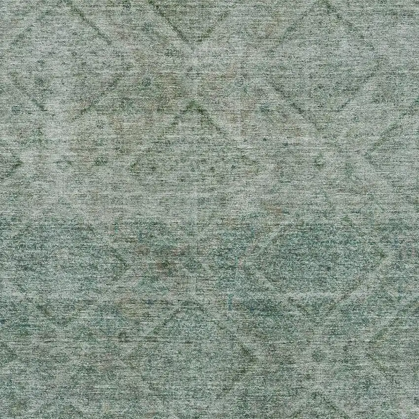 Teal And Pale Aqua Geometric Washable Area Rug With UV Protection Photo 3