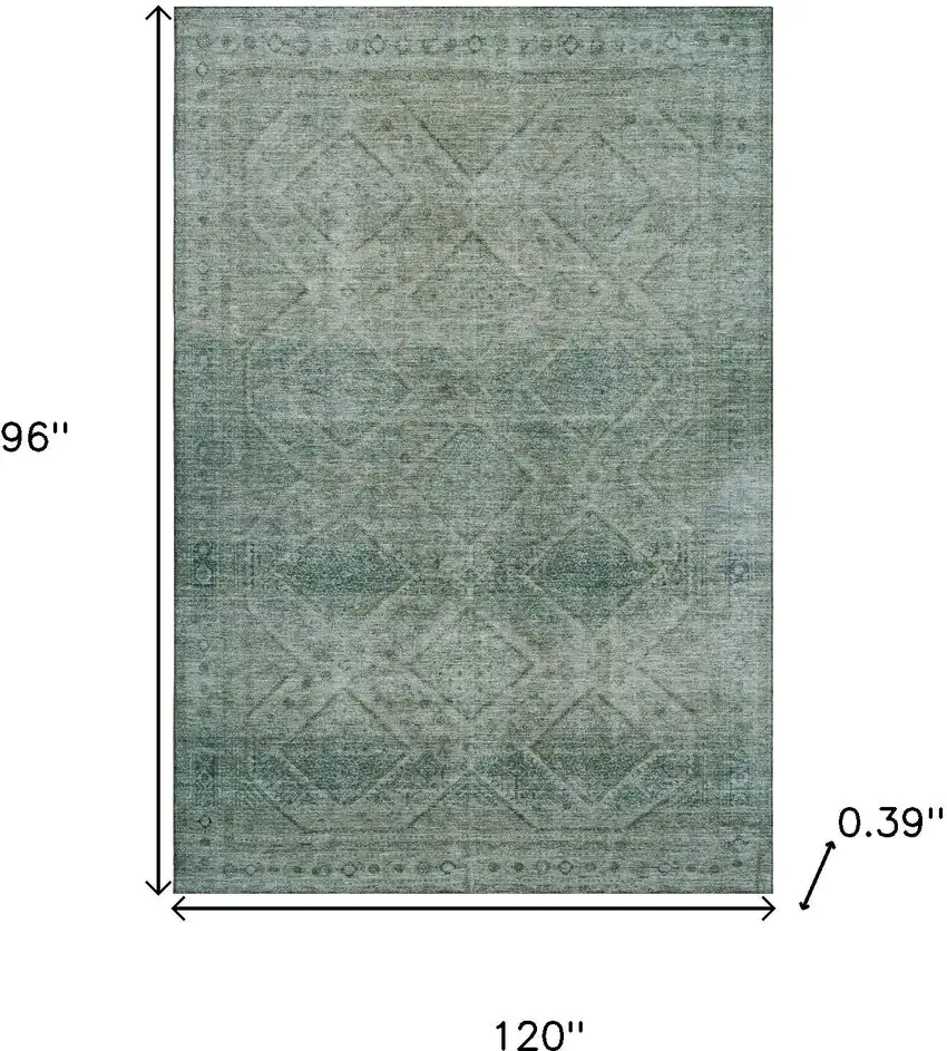 Teal And Pale Aqua Geometric Washable Area Rug With UV Protection Photo 9