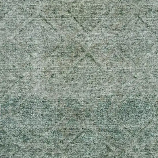 Teal And Pale Aqua Geometric Washable Area Rug With UV Protection Photo 3