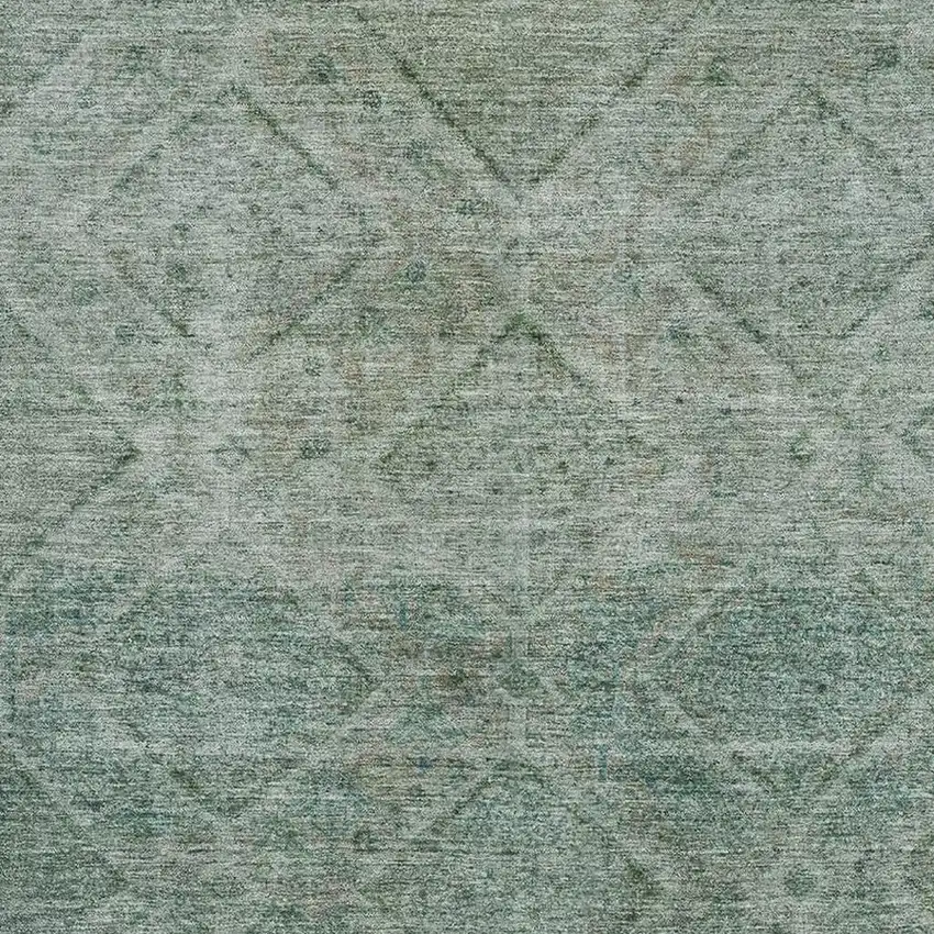 Teal And Pale Aqua Geometric Washable Area Rug With UV Protection Photo 3