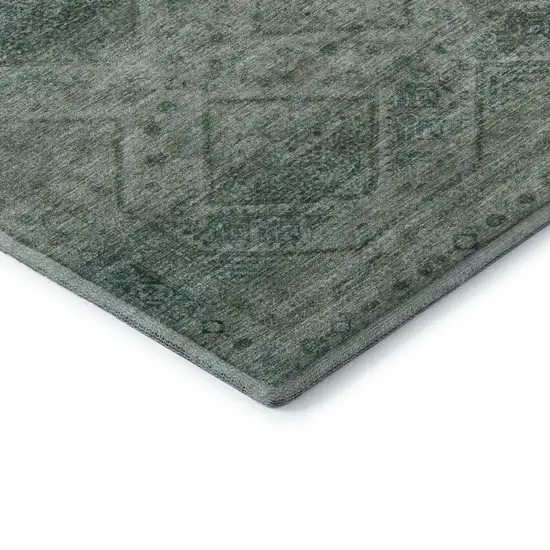 Teal And Pale Aqua Geometric Washable Area Rug With UV Protection Photo 6