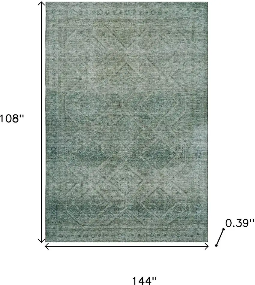 Teal And Pale Aqua Geometric Washable Area Rug With UV Protection Photo 8