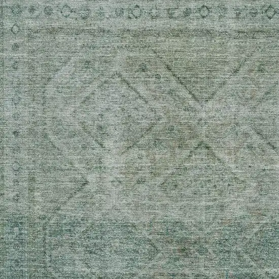 Teal And Pale Aqua Geometric Washable Area Rug With UV Protection Photo 3