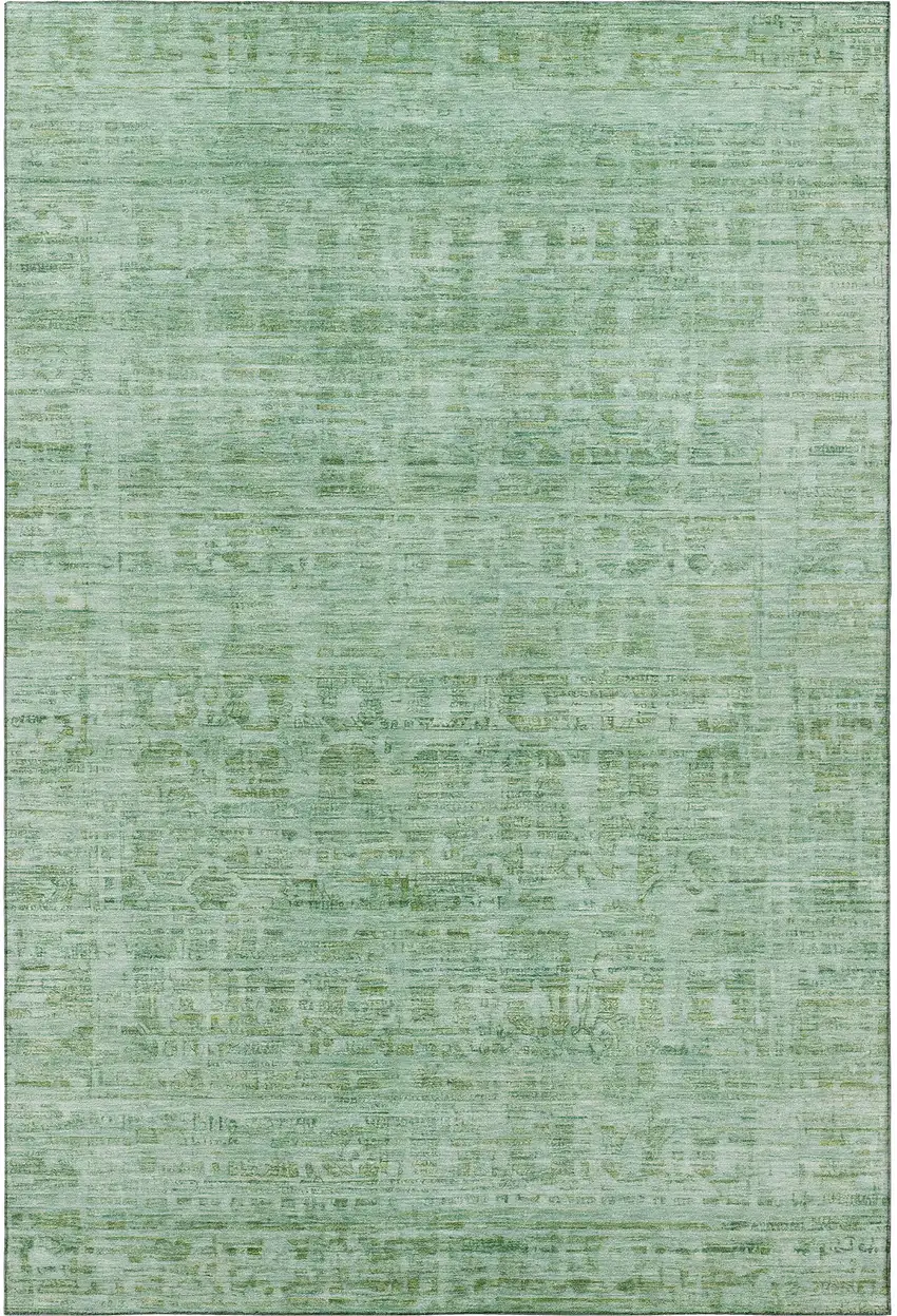 Teal And Pale Aqua Oriental Washable Area Rug With UV Protection Photo 3