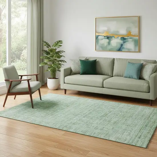 Teal And Pale Aqua Oriental Washable Area Rug With UV Protection Photo 2