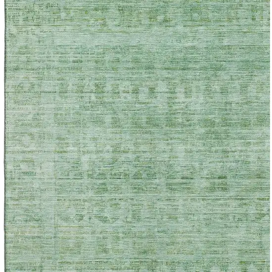 Teal And Pale Aqua Oriental Washable Area Rug With UV Protection Photo 2