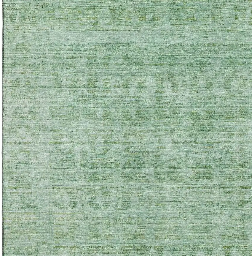Teal And Pale Aqua Oriental Washable Area Rug With UV Protection Photo 2