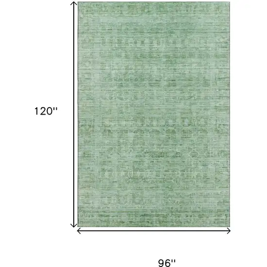 Teal And Pale Aqua Oriental Washable Area Rug With UV Protection Photo 9