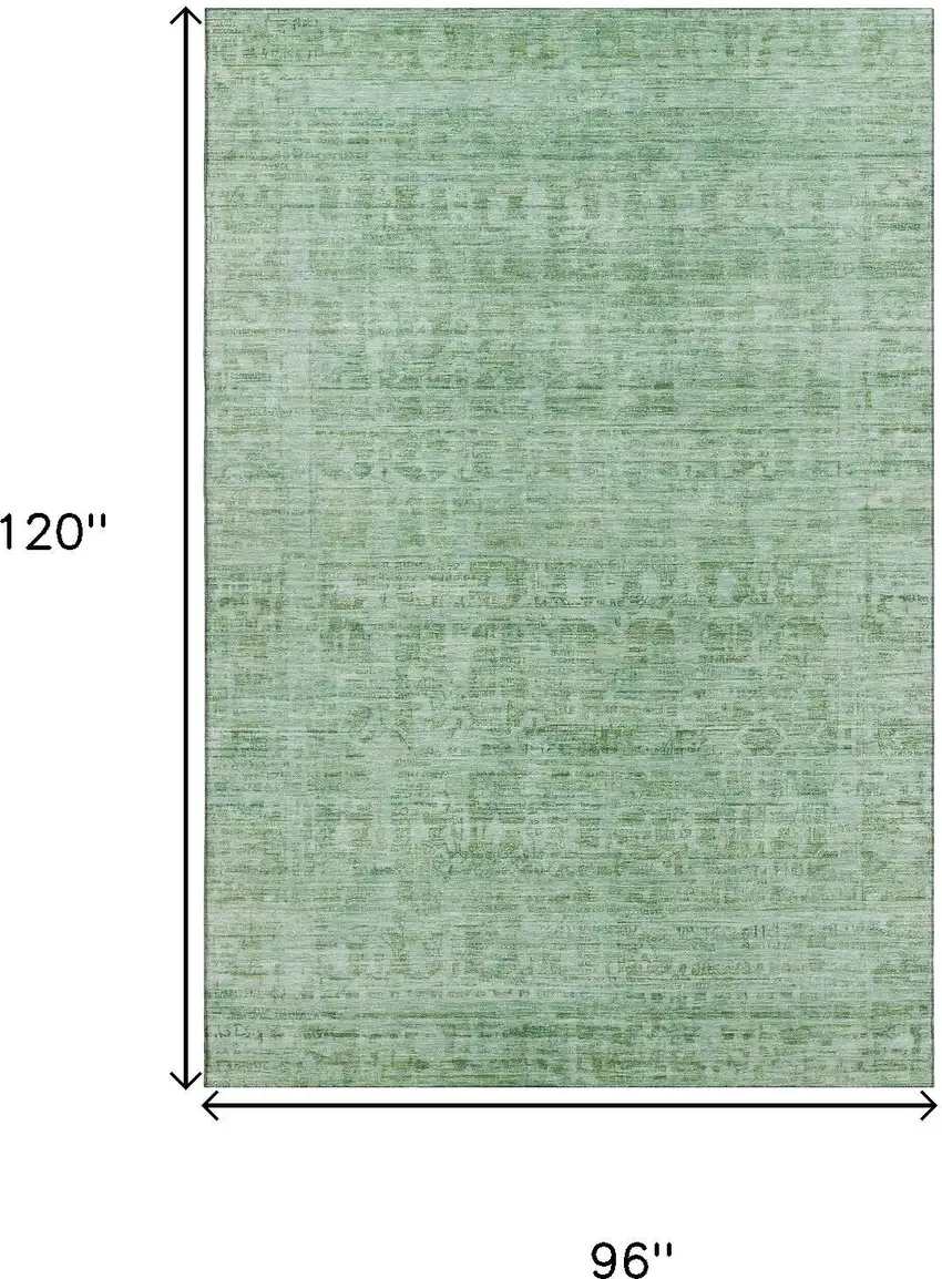 Teal And Pale Aqua Oriental Washable Area Rug With UV Protection Photo 9