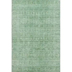 Photo of Teal And Pale Aqua Oriental Washable Area Rug With UV Protection