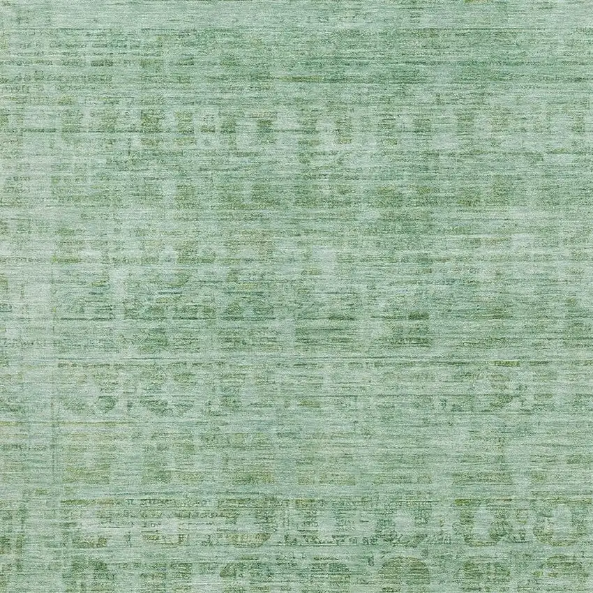 Teal And Pale Aqua Oriental Washable Area Rug With UV Protection Photo 2