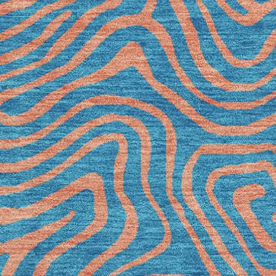 Teal And Peach Abstract Washable Area Rug With UV Protection Photo 2