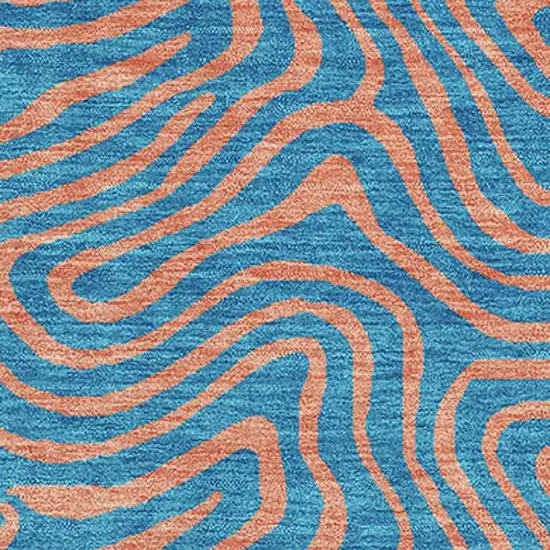 Teal And Peach Abstract Washable Area Rug With UV Protection Photo 2